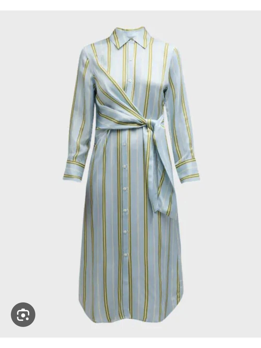 Rails Lacey striped satin midi shirtdress size small